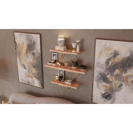 Mensola 70x60 cm oro/marrone
