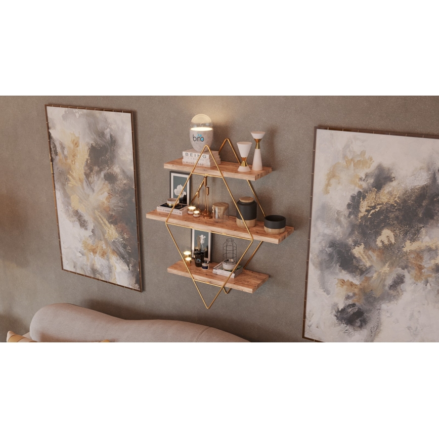 Mensola 70x60 cm oro/marrone