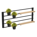 Mensola a muro con vasi da fiori e LED illuminazione SHELF 50x118 cm nero/beige/pino