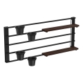 Mensola a muro con vasi da fiori e LED illuminazione SHELF 50x118 cm nero/marrone/pino