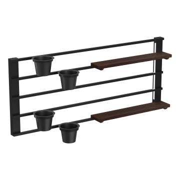 Mensola a muro con vasi da fiori e LED illuminazione SHELF 50x118 cm nero/marrone/pino