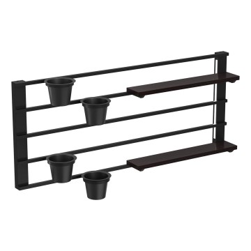Mensola a muro con vasi da fiori e LED illuminazione SHELF 50x118 cm nero/pino