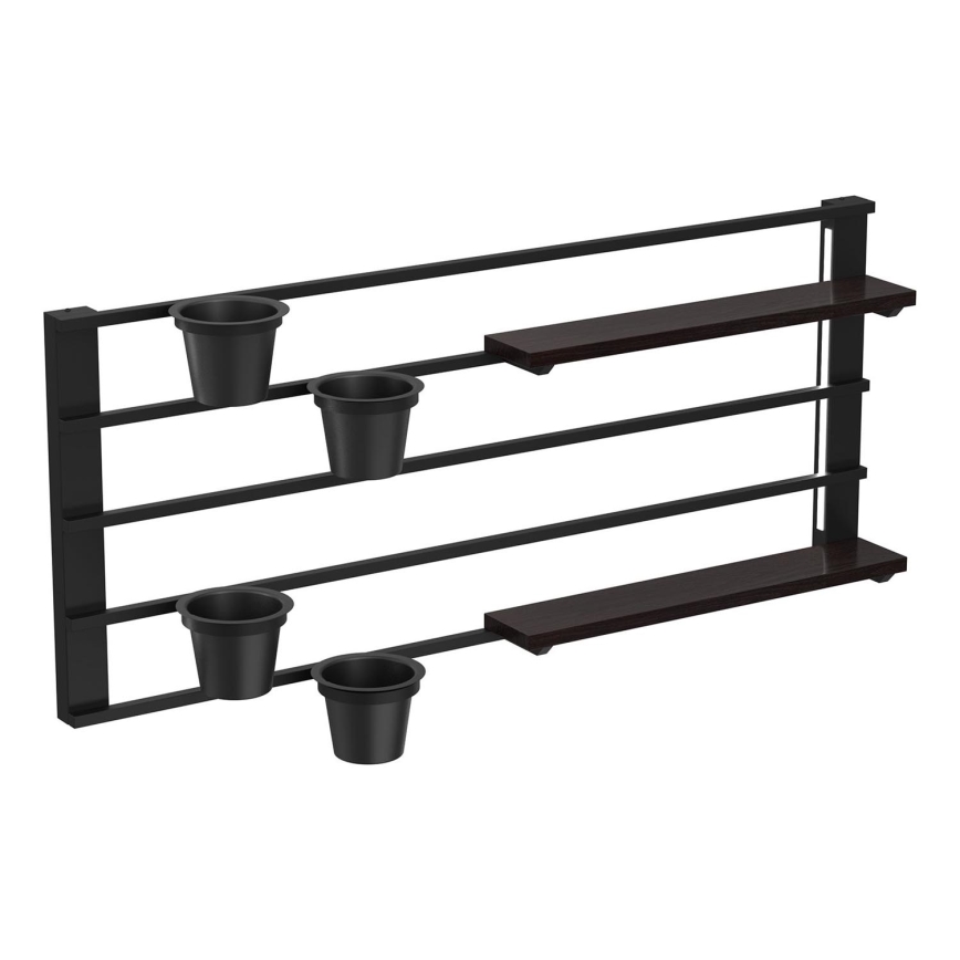 Mensola a muro con vasi da fiori e LED illuminazione SHELF 50x118 cm nero/pino