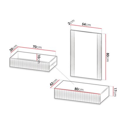 Mensola a muro + specchio a muro CON rovere wotan