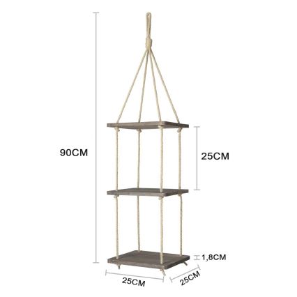 Mensola a sospensione 90x25 cm abete