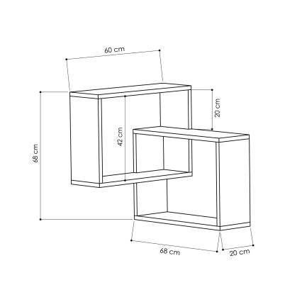 Mensola angolare da parete RING 68x68 cm bianca