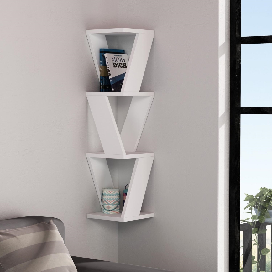 Mensola Angolare 4 Livelli In PVC, Bianca, Impermeabile, Facile Da Montare, Per Cucina, Bagno E Soggiorno