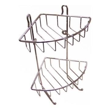 Mensola da parete a due livelli per doccia 22,5x30 cm cromo lucido