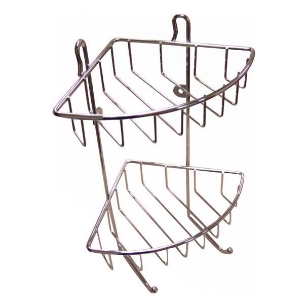 Mensola da parete a due livelli per doccia 22,5x30 cm cromo lucido