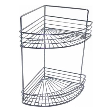 Mensola da parete a due livelli per doccia 30,6x37,5 cm cromo lucido