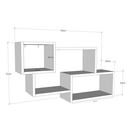 Mensola da parete AYDER 51x90 cm antracite/bianco