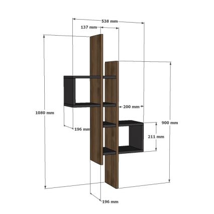 Mensola da parete EMSE 108x53,8 cm marrone/antracite