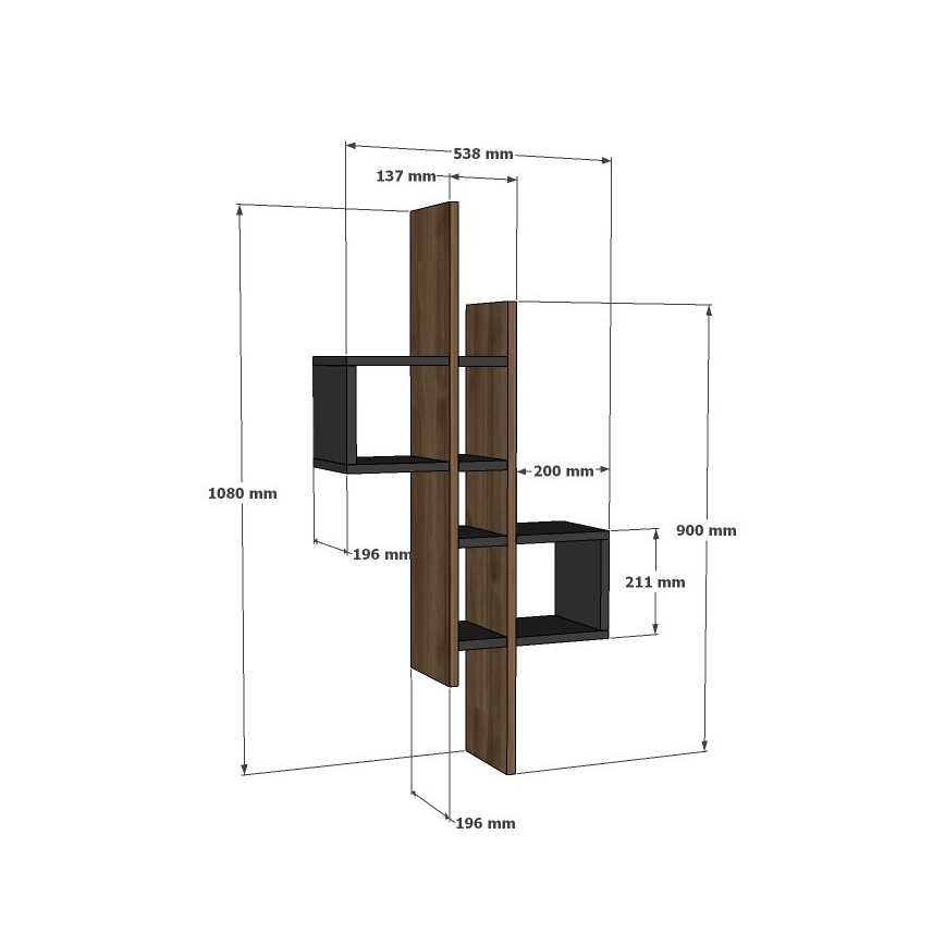 Mensola da parete EMSE 108x53,8 cm marrone/antracite