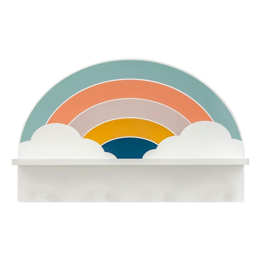 Mensola da parete per bambini con appendini arcobaleno/colorato