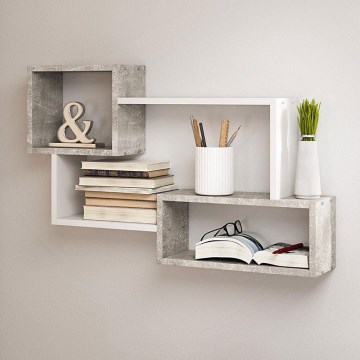 Mensola da parete TRIO 87x54x18 cm grigia/bianca
