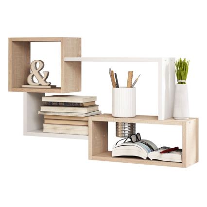 Mensola da parete TRIO 87x54x18 cm rovere sonoma/bianco