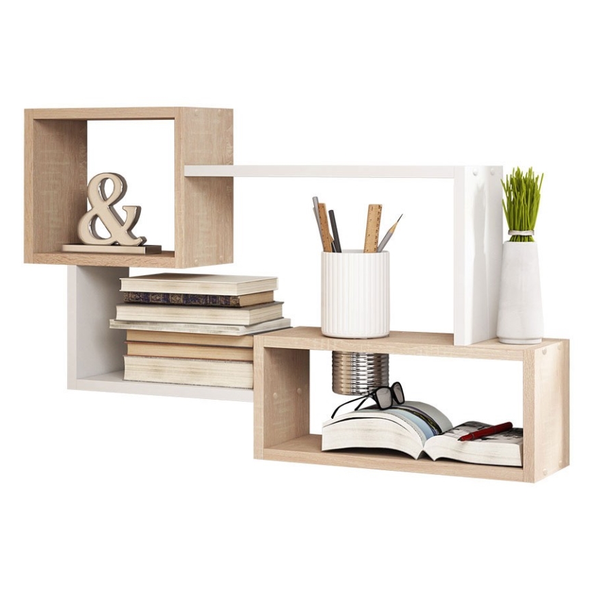 Mensola da parete TRIO 87x54x18 cm rovere sonoma/bianco