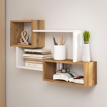Mensola da parete TRIO 87x54x18 cm rovere wotan/bianco