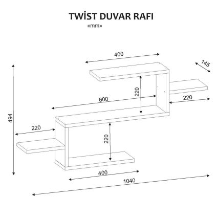 Mensola da parete TWIST 49,4x104 cm bianca