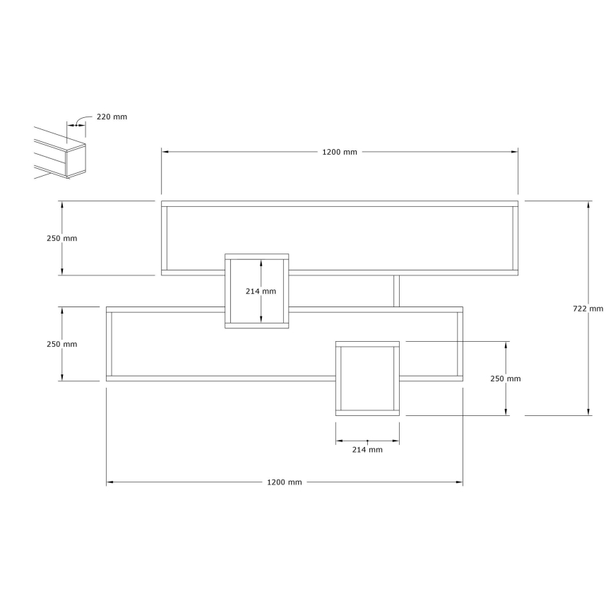 Mensola KAREN 120x72,2 cm antracite/marrone