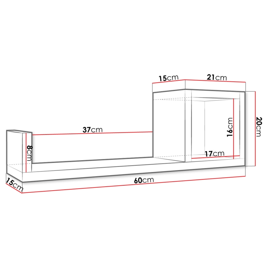 Mensola SILETO 20x60 cm marrone