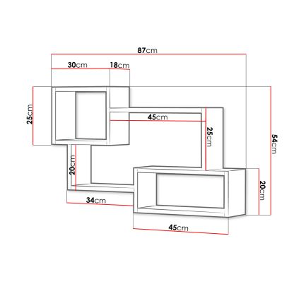 Mensola TRIO 54x87 cm grigio/bianco