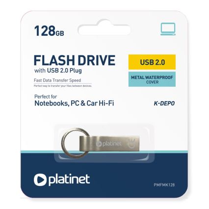 Metallo impermeabile Flash Disk USB 128GB cromo opaco