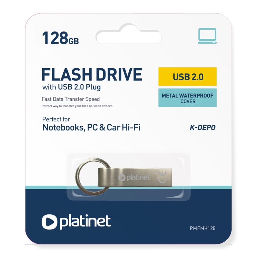 Metallo impermeabile Flash Disk USB 128GB cromo opaco