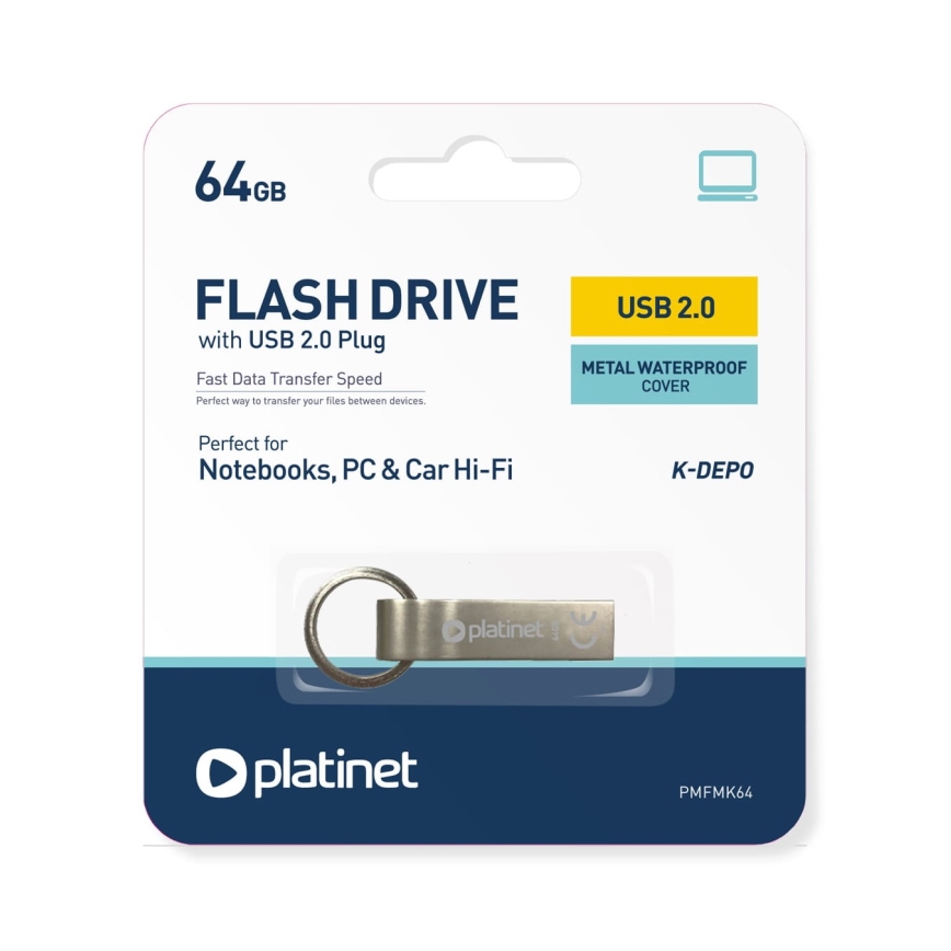 Metallo impermeabile Flash Disk USB 64GB cromo opaco