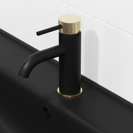 Miscelatore per lavabo ANHOLT 15,6 cm nero/ottone