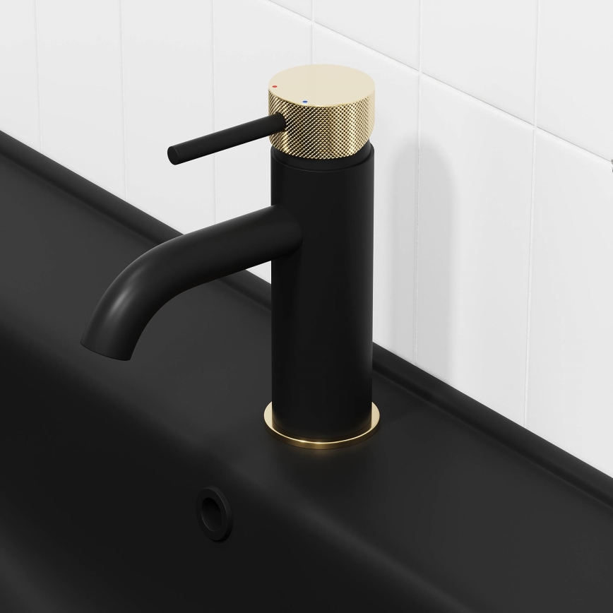 Miscelatore per lavabo ANHOLT 15,6 cm nero/ottone