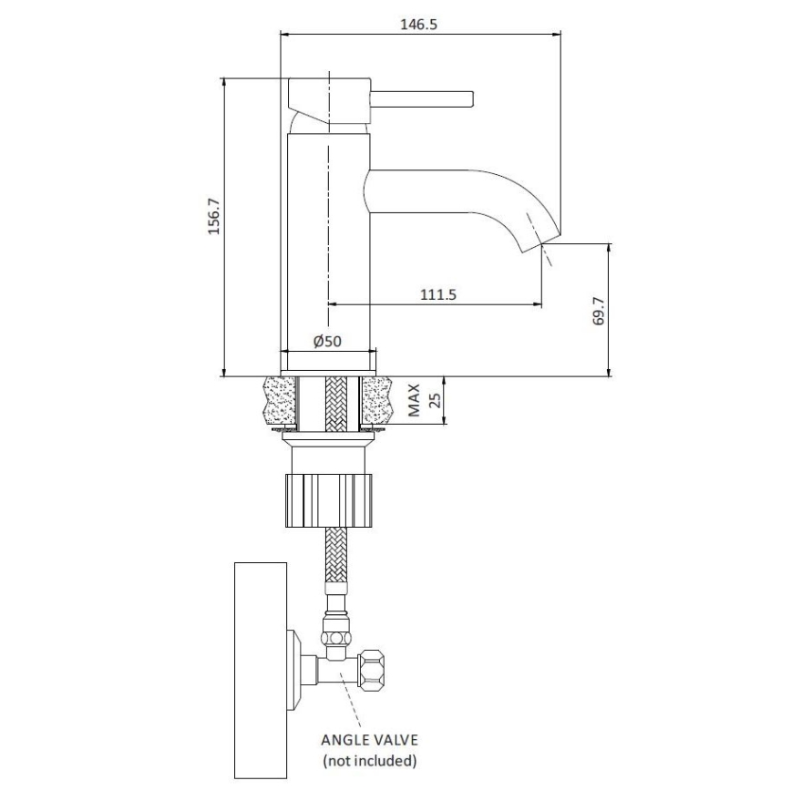 Miscelatore per lavabo DRAGOR 15,6 cm, ottone lucido