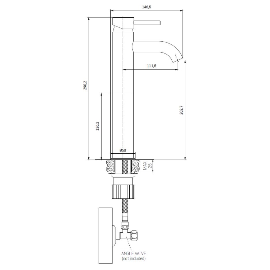 Miscelatore per lavabo DRAGOR 29 cm cromo lucido