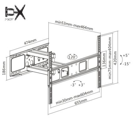 MK FLORIA MKF-17DP641 - Supporto a parete per TV con giunto 80" nero