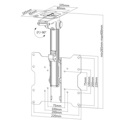 MK FLORIA MKF-17DS220 - Supporto a soffitto per TV da 46 nero