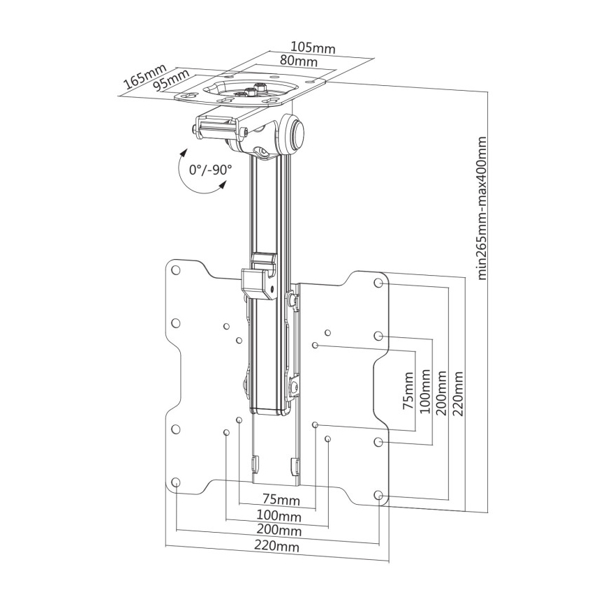 MK FLORIA MKF-17DS220 - Supporto a soffitto per TV da 46 nero
