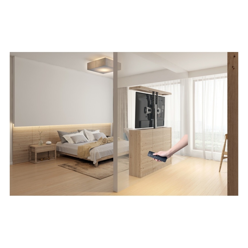 MK FLORIA MKF-19DM648 - Supporto a pavimento per TV 37-65 nero SCHUKO + telecomando