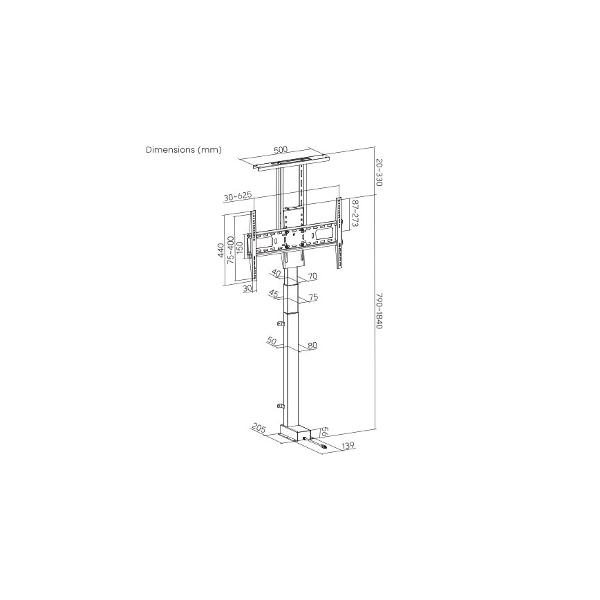 MK FLORIA MKF-19DM648 - Supporto a pavimento per TV 37-65 nero SCHUKO + telecomando