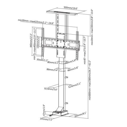 MK FLORIA MKF-19DM648 - Supporto da terra per TV 37-65" nero + telecomando