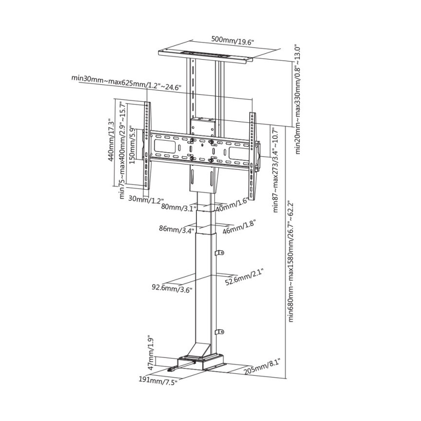 MK FLORIA MKF-19DM648 - Supporto da terra per TV 37-65" nero + telecomando