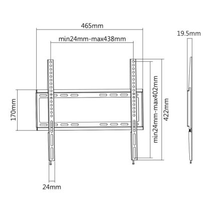 MK FLORIA MKF-20DF447 - Supporto fisso per TV a parete 65" nero