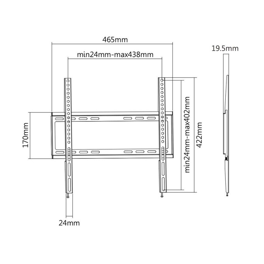 MK FLORIA MKF-20DF447 - Supporto fisso per TV a parete 65" nero