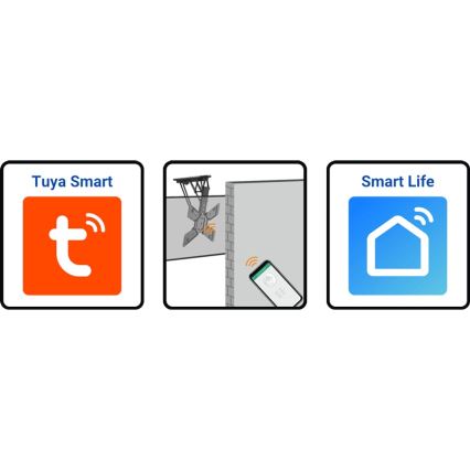 MK FLORIA MKF-20DM444 - Supporto a soffitto smart per TV 55" nero Wi-Fi TUYA + telecomando