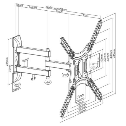 MK FLORIA MKF-23DP444 - Supporto a parete per TV con giunto 65" nero