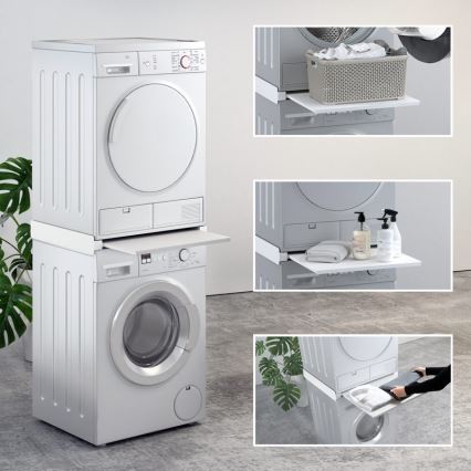 MK FLORIA MKF-23MZ601 - Kit di impilaggio per lavatrice e asciugatrice con cassettone 60 cm bianco