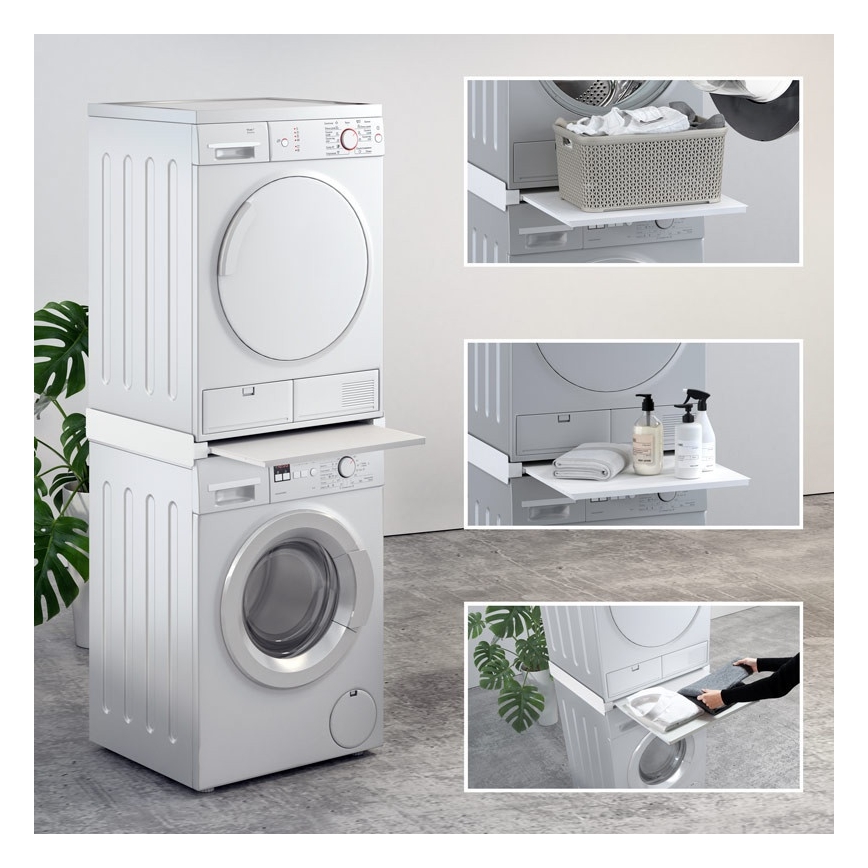 MK FLORIA MKF-23MZ601 - Kit di impilaggio per lavatrice e asciugatrice con cassettone 60 cm bianco