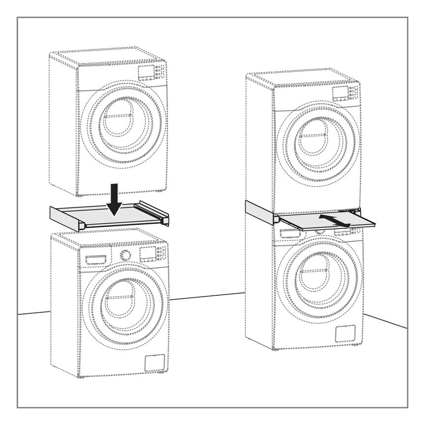 MK FLORIA MKF-23MZ601 - Kit di impilaggio per lavatrice e asciugatrice con cassettone 60 cm bianco