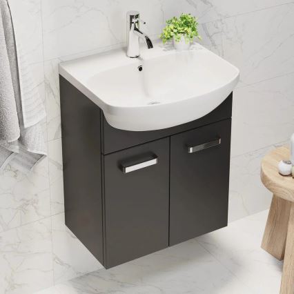 Mobile da bagno con lavabo ASTRID + armadietto specchiera LED 4xLED/4,3W/230V IP44 nero