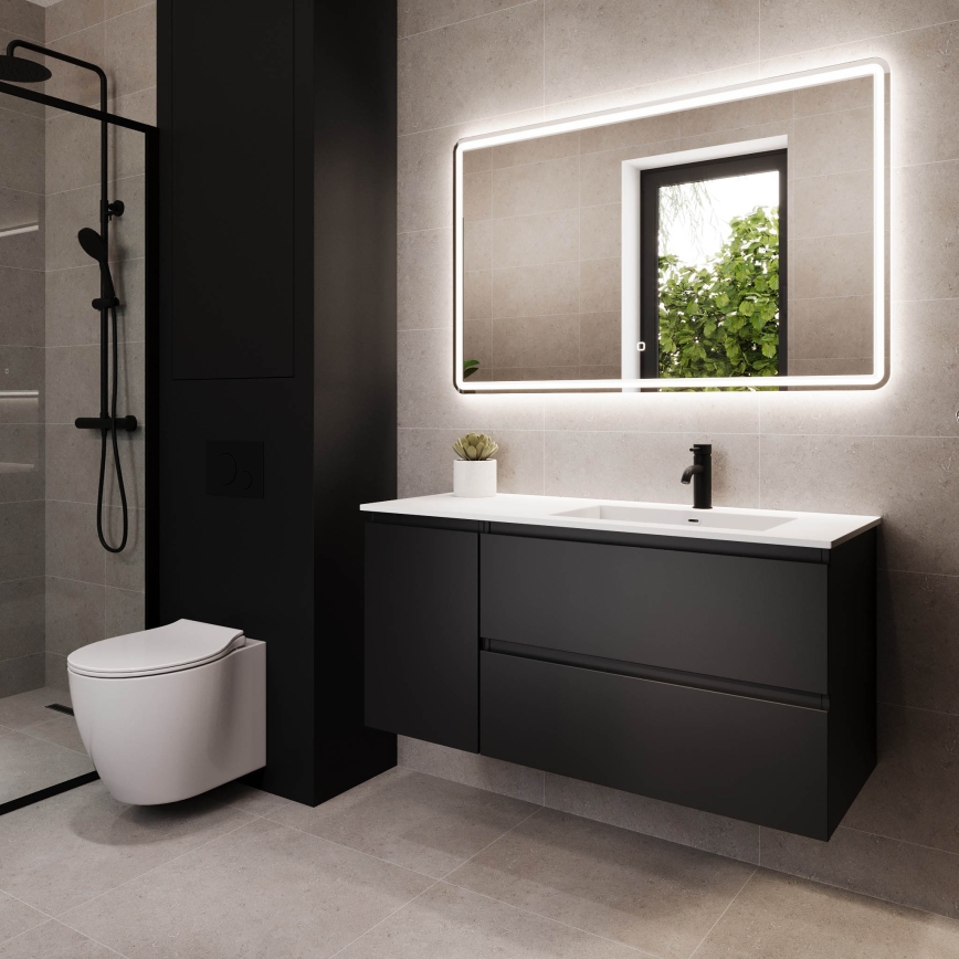 Mobile bagno con lavabo HELSINKI 115 cm destro/nero