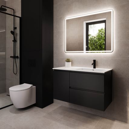 Mobile bagno con lavabo HELSINKI 95 cm destro/nero